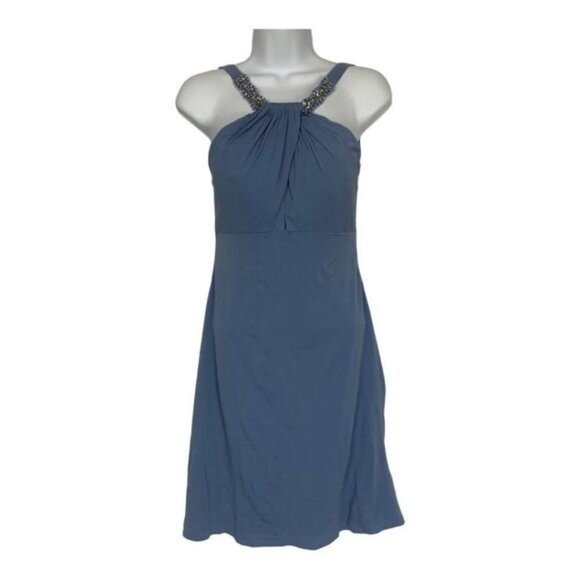 B' Dazzle Women’s junior Blue  Midi Open Back Jeweled Straps Size 0 - Picture 1 of 6